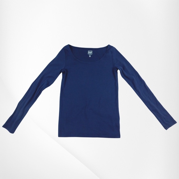GAP Modern Long Sleeve Scoop Neck Top | Size M | Navy Blue - Picture 2 of 5